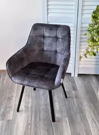 Стул Maverick VT5001-3 античный серый, велюр без пальчикового эффекта / чёрный, поворот на 360 градусов — фото № 6