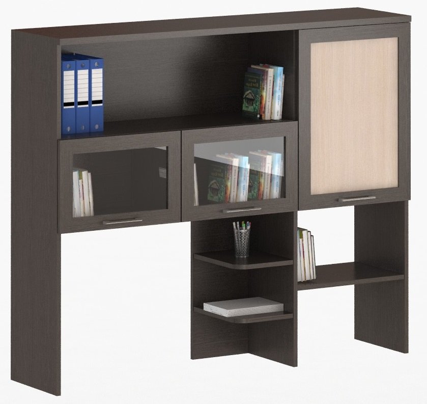 Надстройка для стола Соло 026 с малыми фасадами из стекла