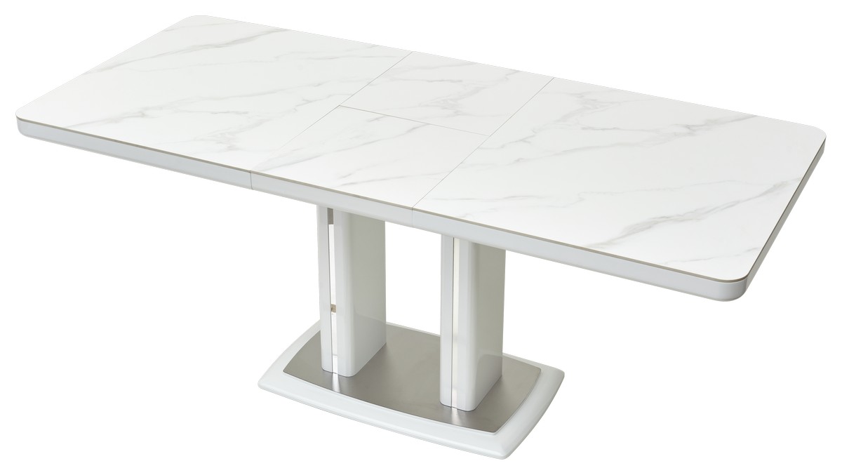 Стол Монако 180(+40+50)x95 см, белый матовый к-3/керамика/белый